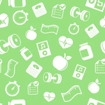 Fitness elements seamless pattern Illustrazione stock