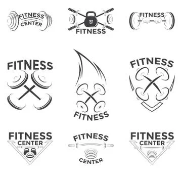 Fitness emblems, logo design Stock Illustration