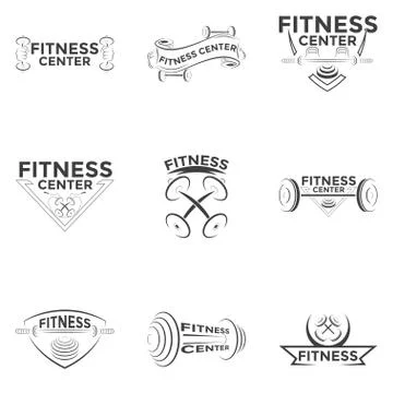 Fitness emblems, logo design Stock Illustration
