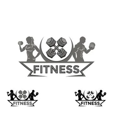 Fitness emblems, logo design Stock Illustration