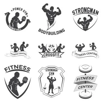 Fitness emblems, logo design Stock Illustration