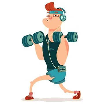Fitness exercise for men vector. Workout yoga and sports. Cartoon character. Stock Illustration