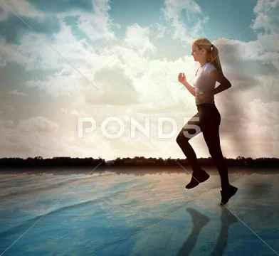 Fitness exercise woman running Stock Photos