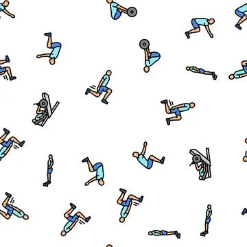 Fitness exercises leg seamless pattern vector Stock Illustration