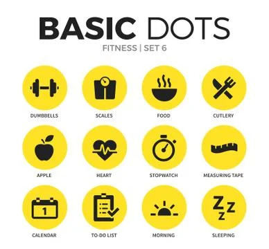 Fitness flat icons vector set Stock Illustration