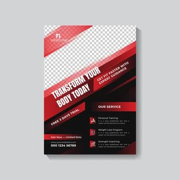 Fitness flyer template design Stock Illustration