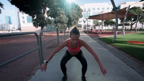 Fitness frog leaps Stock Footage 118964934