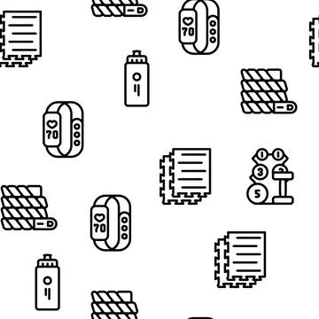 Fitness gym exercise vector seamless pattern Illustrazione stock