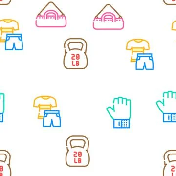 Fitness gym exercise vector seamless pattern Illustrazione stock