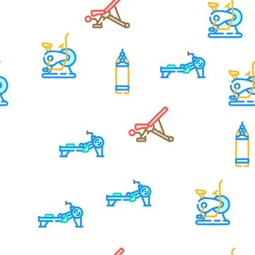 Fitness gym exercise vector seamless pattern Illustrazione stock