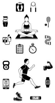 Fitness Icon Set Stock Illustration