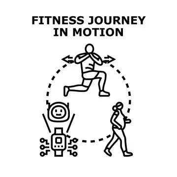 Fitness journey in motion using activity tracker and smart assistant Stock Illustration