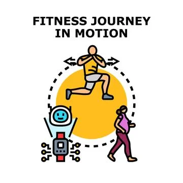 Fitness journey in motion using activity tracker and smart assistant Stock Illustration