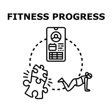 Fitness journey tracking workout progress with app Ilustración de archivo