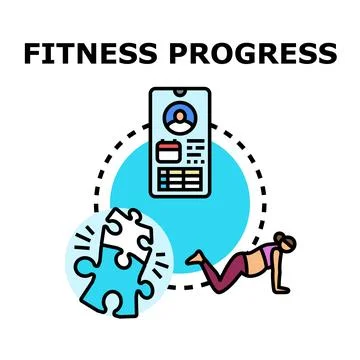 Fitness journey tracking workout progress with app Ilustración de archivo
