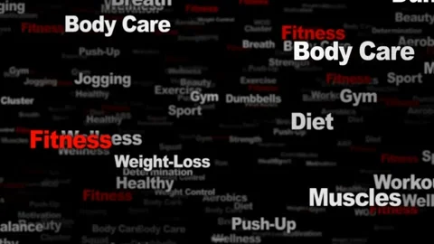 FITNESS Keywords Animation, Background, Loop Vídeos de archivo 316743882