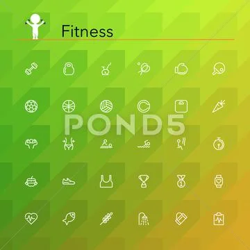 Fitness Line Icons Stock Illustration