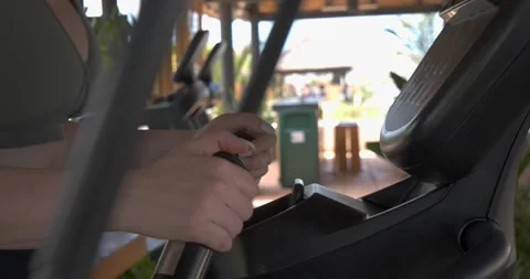 Fitness with machine in holidays Stock Footage 155820400