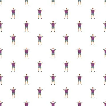 Fitness man exercising with dumbbells pattern repeating Stock Illustration
