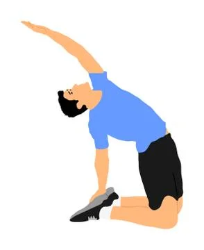 Fitness man instructor exercise on training in gym vector. Stock Illustration