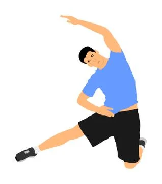 Fitness man instructor exercise on training in gym vector. Stock Illustration