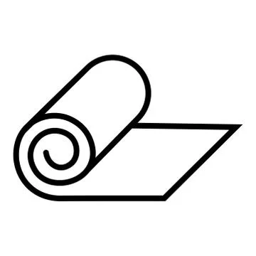 Fitness mat roll flat line icon. Yoga carpet sign. Stock Illustration