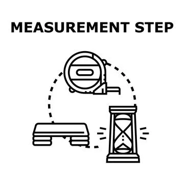 Fitness measurement steps assessing progress and time Stock Illustration