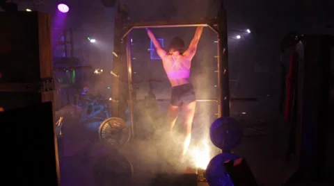 Fitness Model Posing Behind Stock Footage 32398833