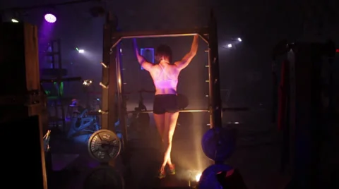 Fitness Model Posing From Behind Stock Footage 32398856