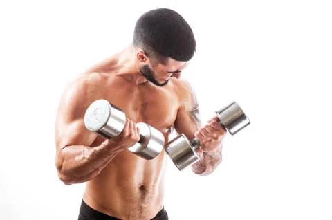 Fitness model working out with weights Stock Photos