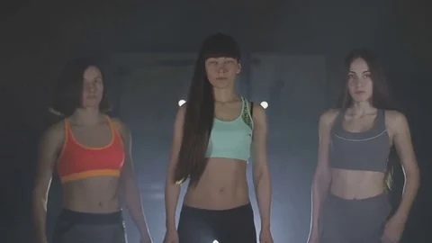 Fitness models in the gym Stock Footage 73107759