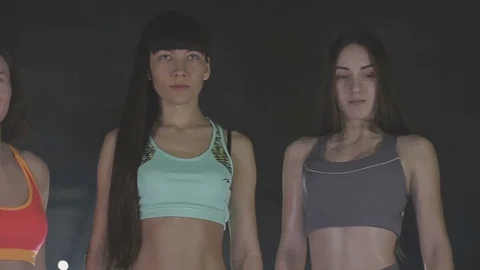 Fitness models in the gym Stock Footage 73107832