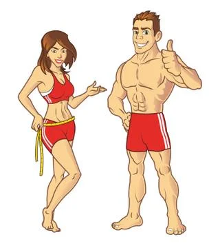 Fitness Models Stock Illustration