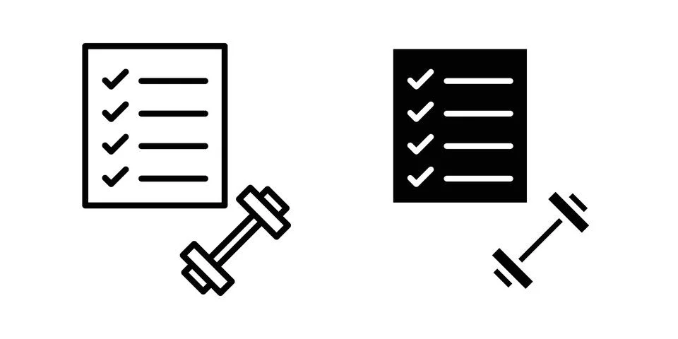 Fitness plan icon black vector isolated on white Stock Illustration