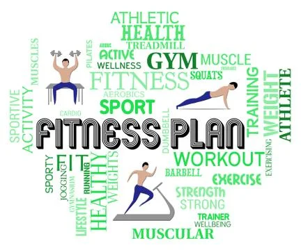 Fitness Plan Represents Work Out And Exercise Regimen 스톡 일러스트