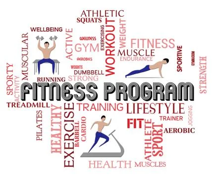 Fitness Program Indicates Working Out And Aerobics 库存插图