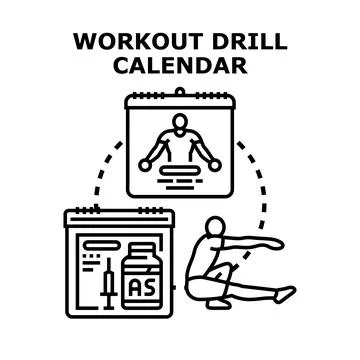 Fitness program scheduling workout drill calendar concept Illustration