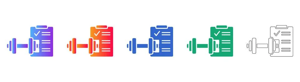 Fitness Progress Tracking Icon Set Ilustración de archivo