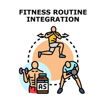 Fitness routine integration with body training activities Stock-Illustration