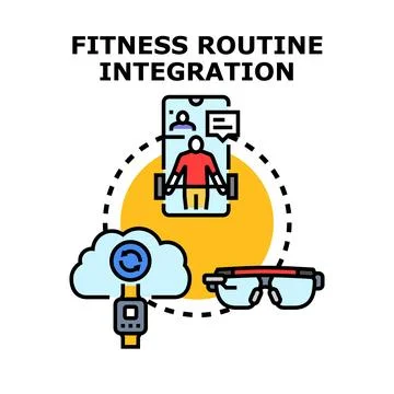 Fitness routine integration using digital technology concept イラスト素材