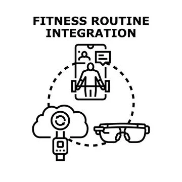 Fitness routine integration using digital technology concept Stock Illustration