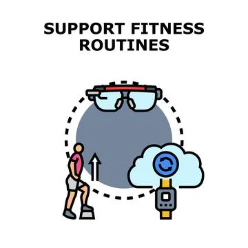 Fitness routine support system with modern technology Ilustración de archivo