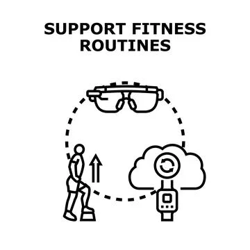 Fitness routine support system with modern technology Stock Illustration