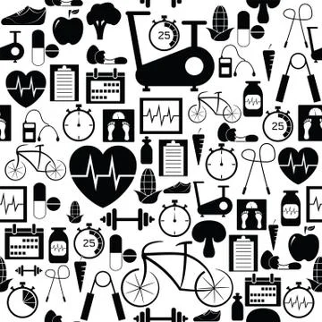 Fitness seamless pattern background icon. Stock Illustration