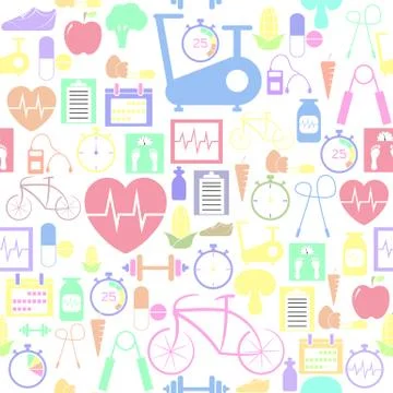 Fitness seamless pattern background icon. Stock Illustration