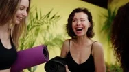 Fitness, Sport And Healthy Lifestyle Concept - Group Of Women With Mats At Yoga Stock Footage