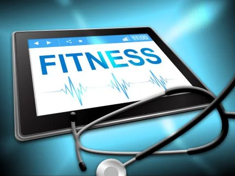 Fitness Tablet Representing Working Out And Technology Illustrazione stock