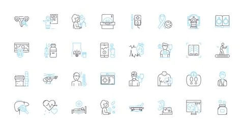 Fitness Tech linear icons set. Wearables, Trackers, Smartwatches, Activity Illustrazione stock