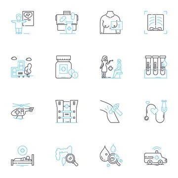 Fitness Tech linear icons set. Wearables, Trackers, Smartwatches, Activity Illustrazione stock