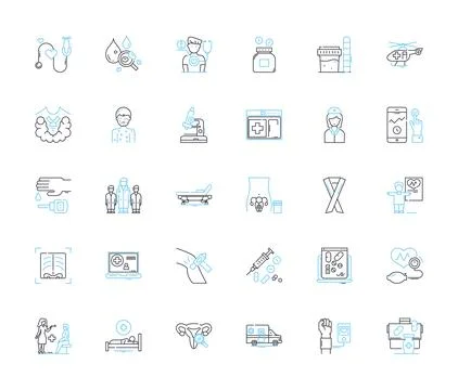 Fitness Tech linear icons set. Wearables, Trackers, Smartwatches, Activity Illustrazione stock